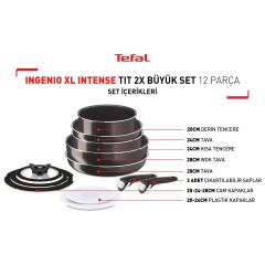 Tefal L15096 Ingenio Titanyum 2X XL Intense Büyük Tava ve Tencere Seti 12 Parça
