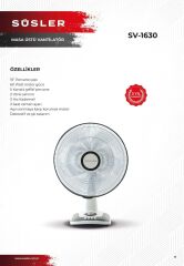 Süsler SV-1630 Masaüstü Vantilatörü